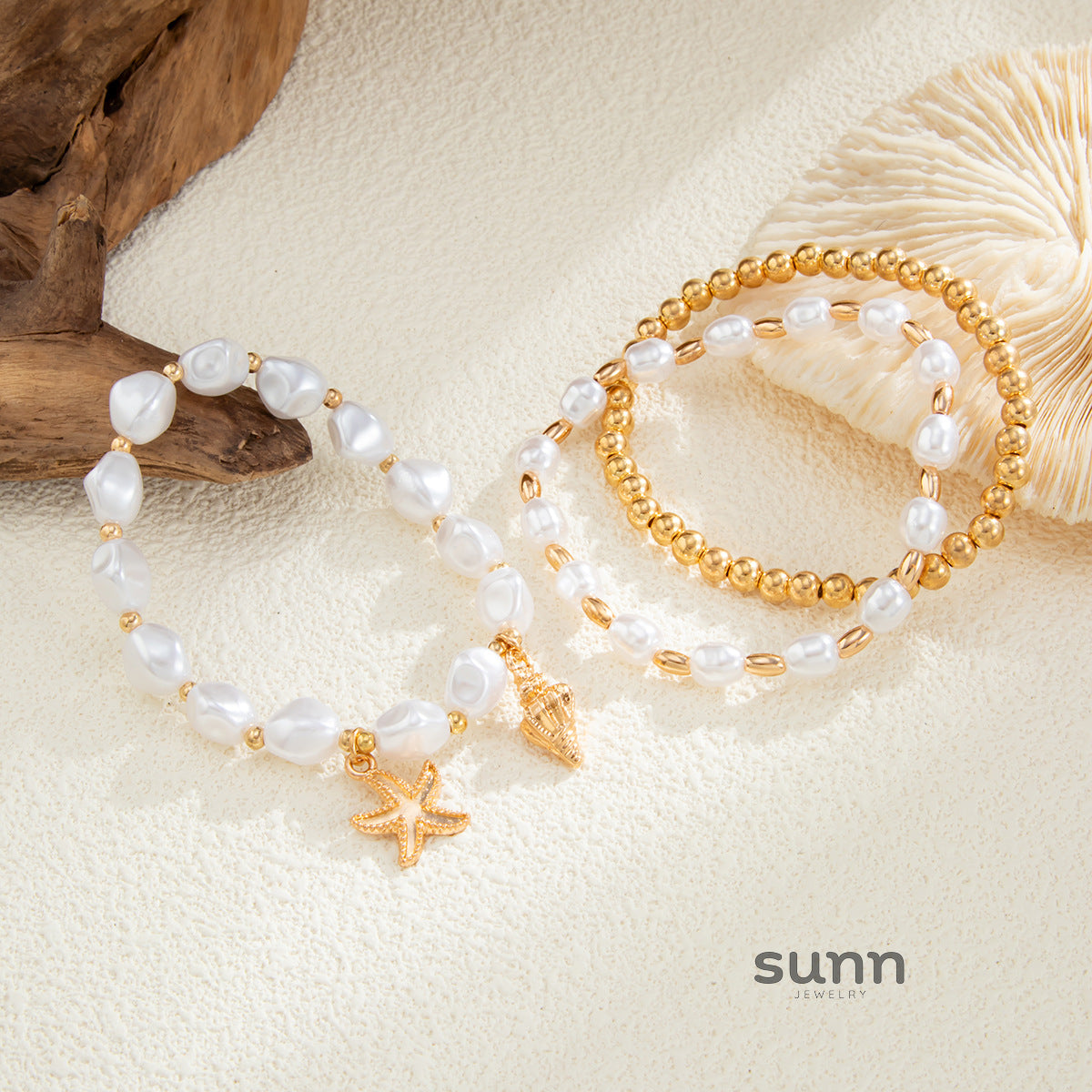 Abella Gold Beaded Bracelet Set [IACGXYBT]