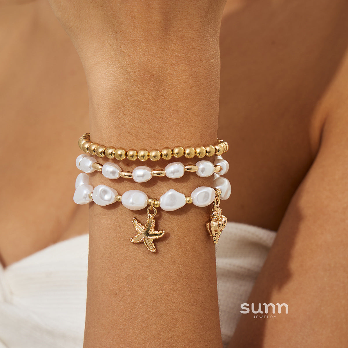 Abella Gold Beaded Bracelet Set [LDSFHODT]