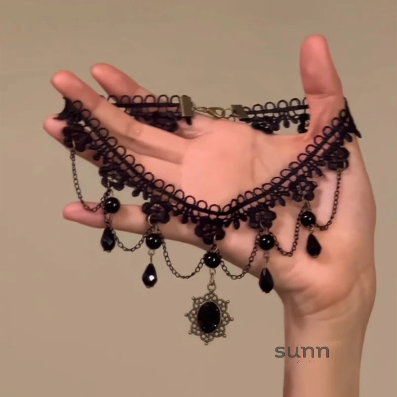 Abella Lace Tassel Choker