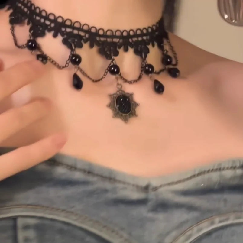 Abella Lace Tassel Choker
