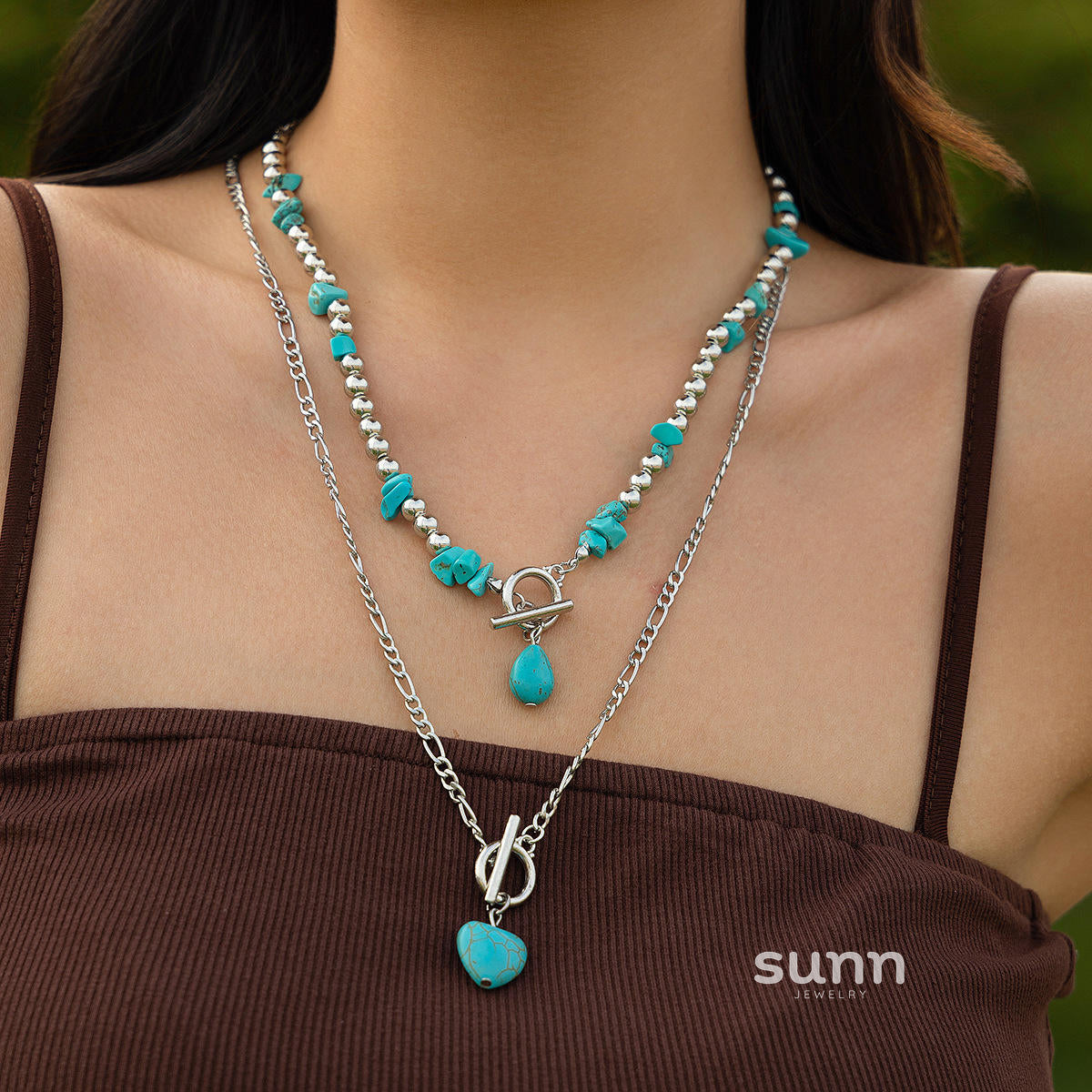 Abi Layered Turquoise Heart Necklace [TDNG2RVD]
