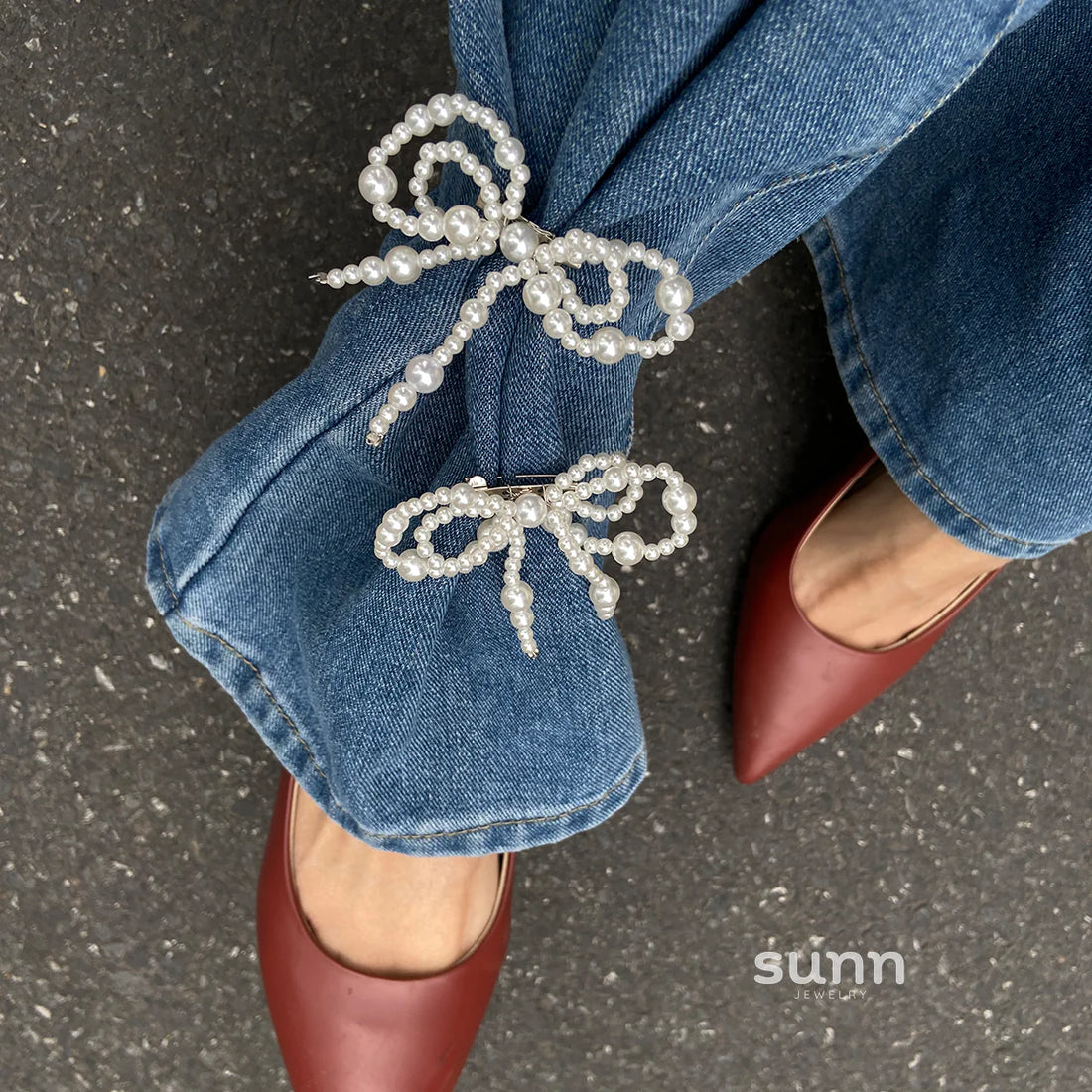 Abi Pearl Butterfly Leg Chain Set