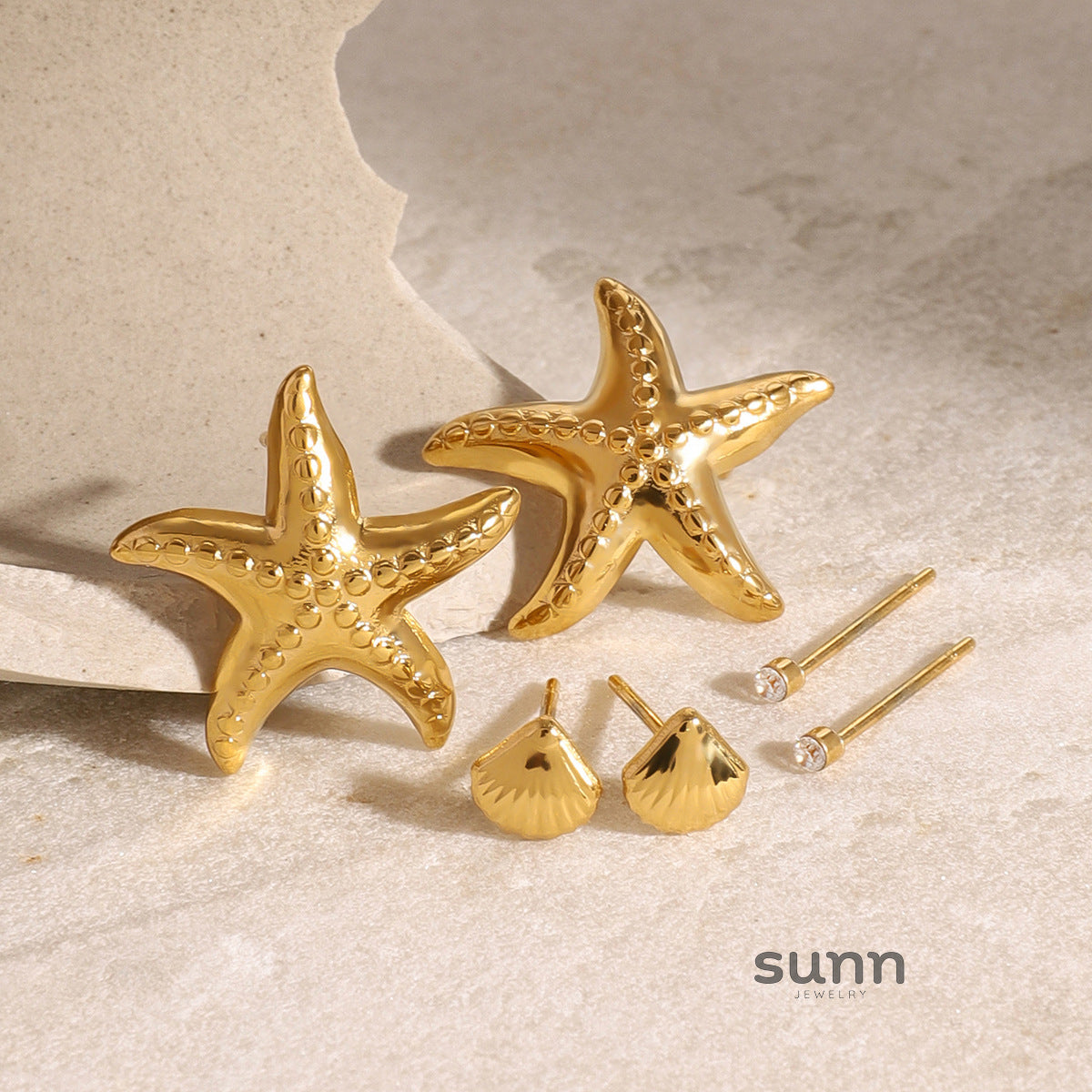Abigaelle Starfish Shell Duo Earrings [NWAO6D3B]