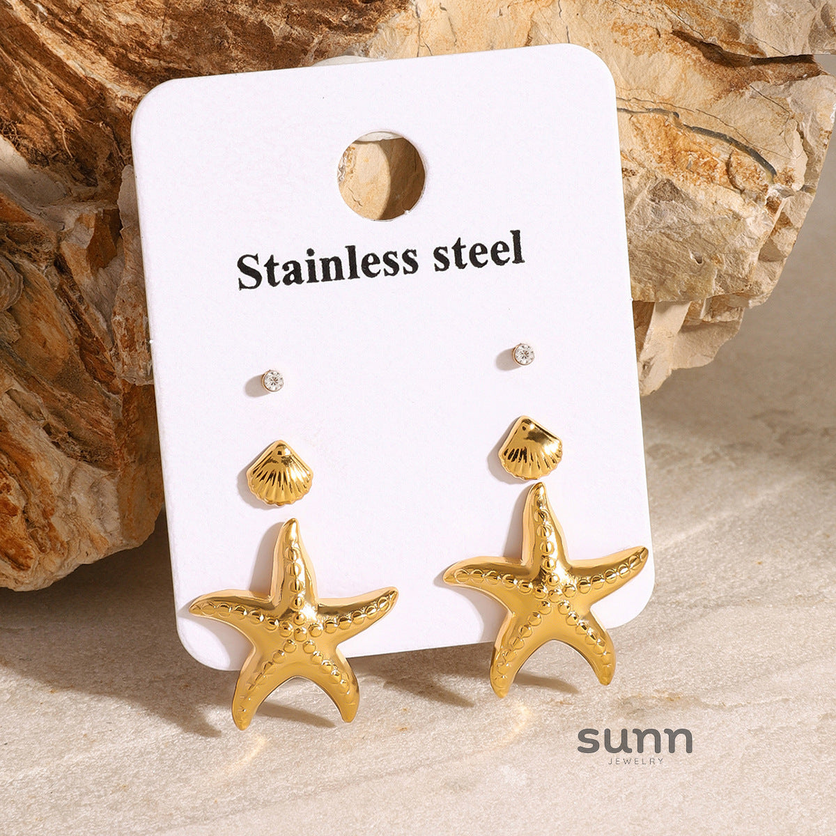Abigaelle Starfish Shell Duo Earrings [SMOGD7I4]