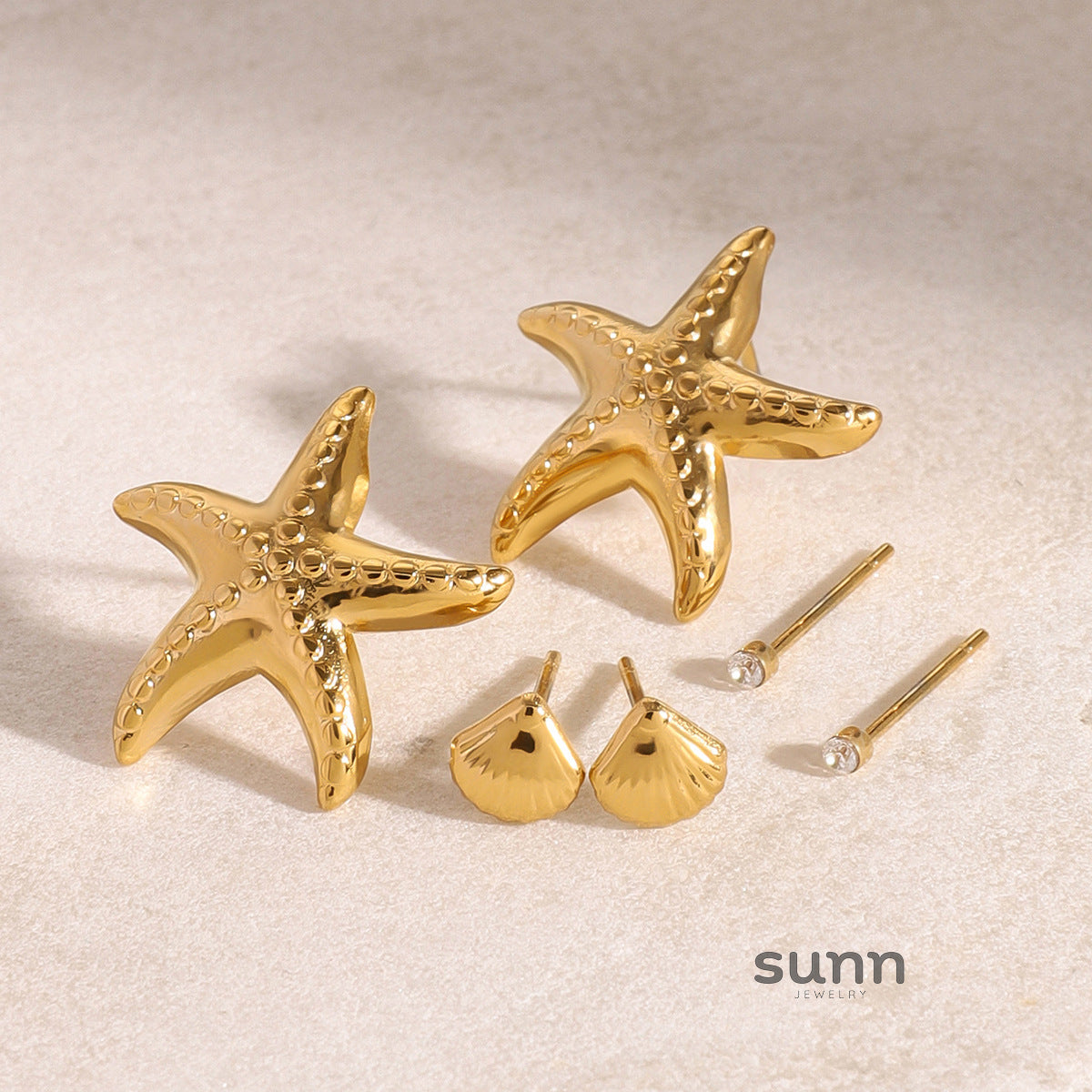 Abigaelle Starfish Shell Duo Earrings [HJQM45GD]