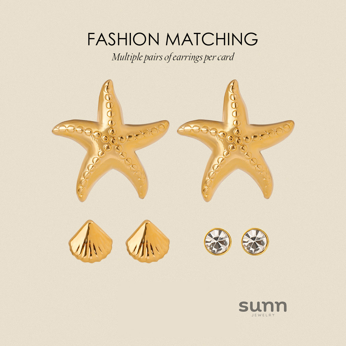 Abigaelle Starfish Shell Duo Earrings [OEO38QG3]