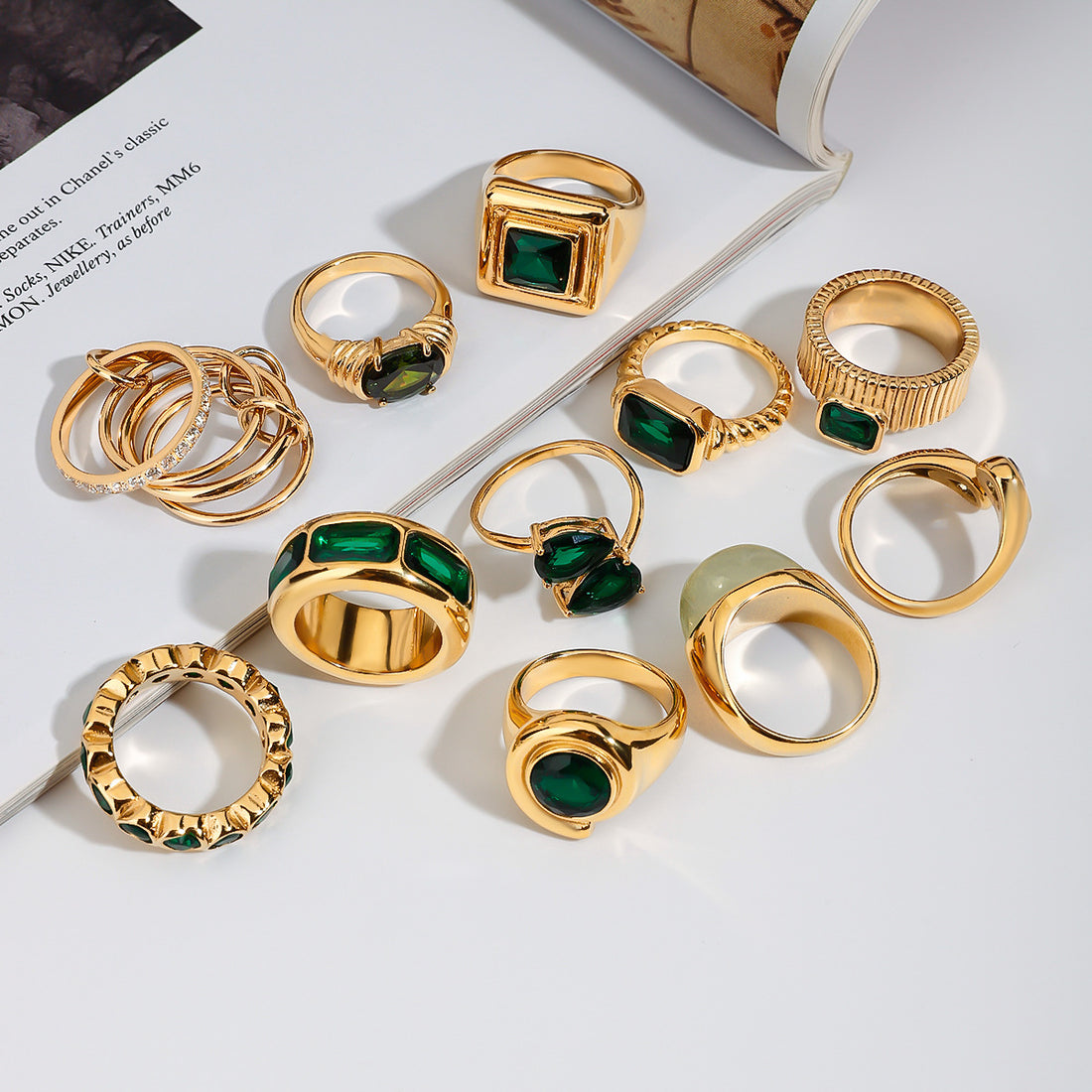 Abree Geometric Agate Ring Set [J6JV38LC]