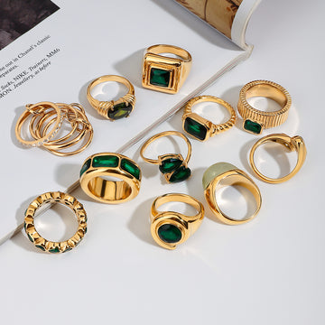Abree Geometric Agate Ring Set [J6JV38LC]