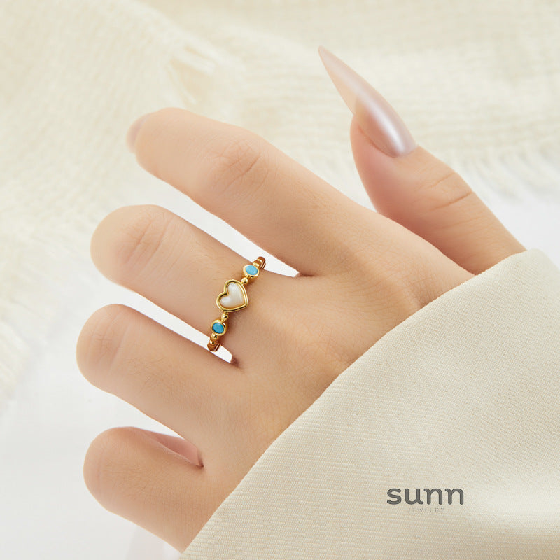 Abree Heart Pearl Turquoise Ring [2D580MUU]