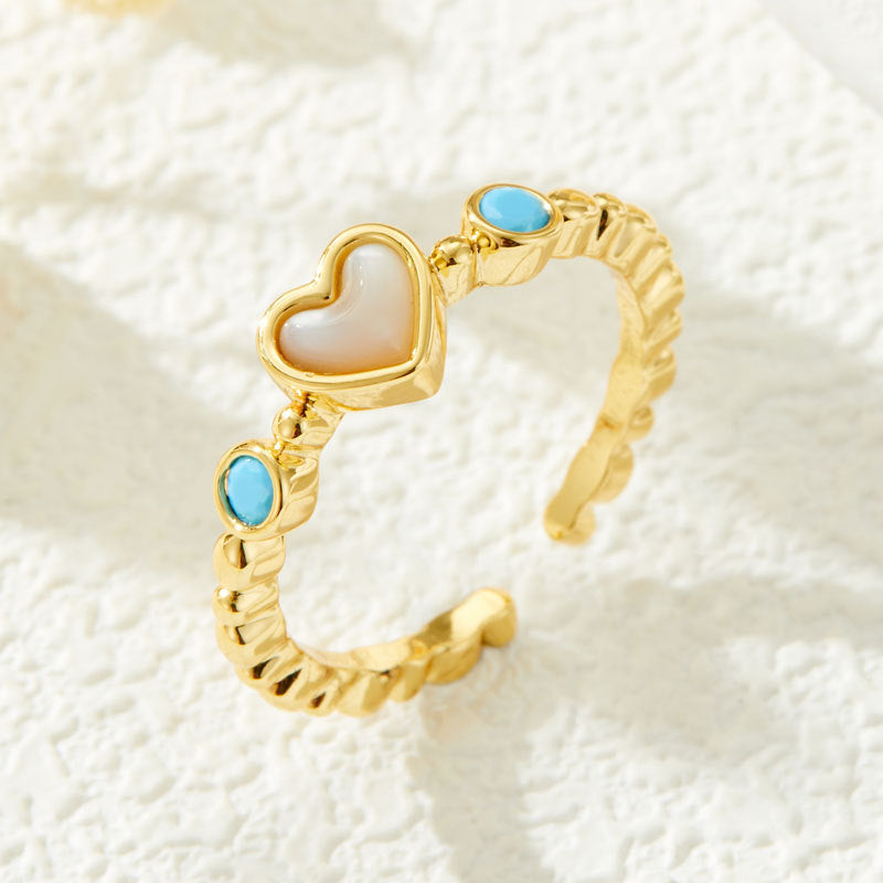 Abree Heart Pearl Turquoise Ring [2D580MUU]