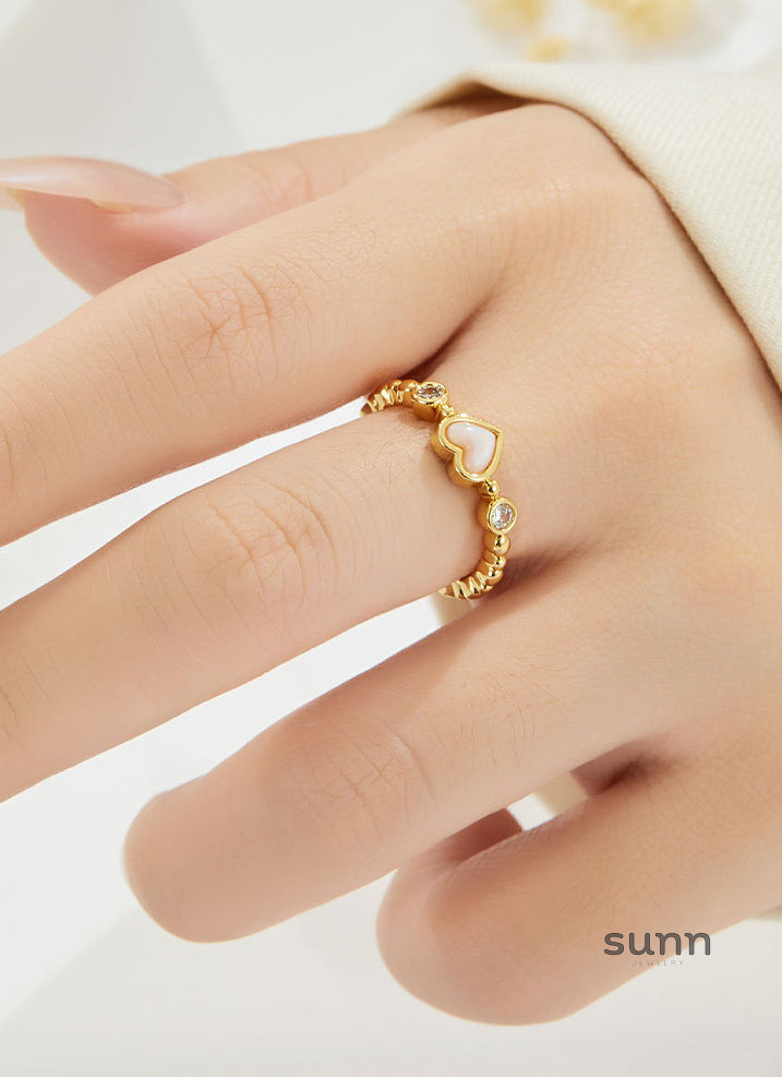 Abree Heart Pearl Turquoise Ring [3ONADZX6]