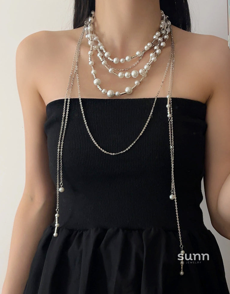 Abrish Layered Pearl Necklace [KZD9E984]