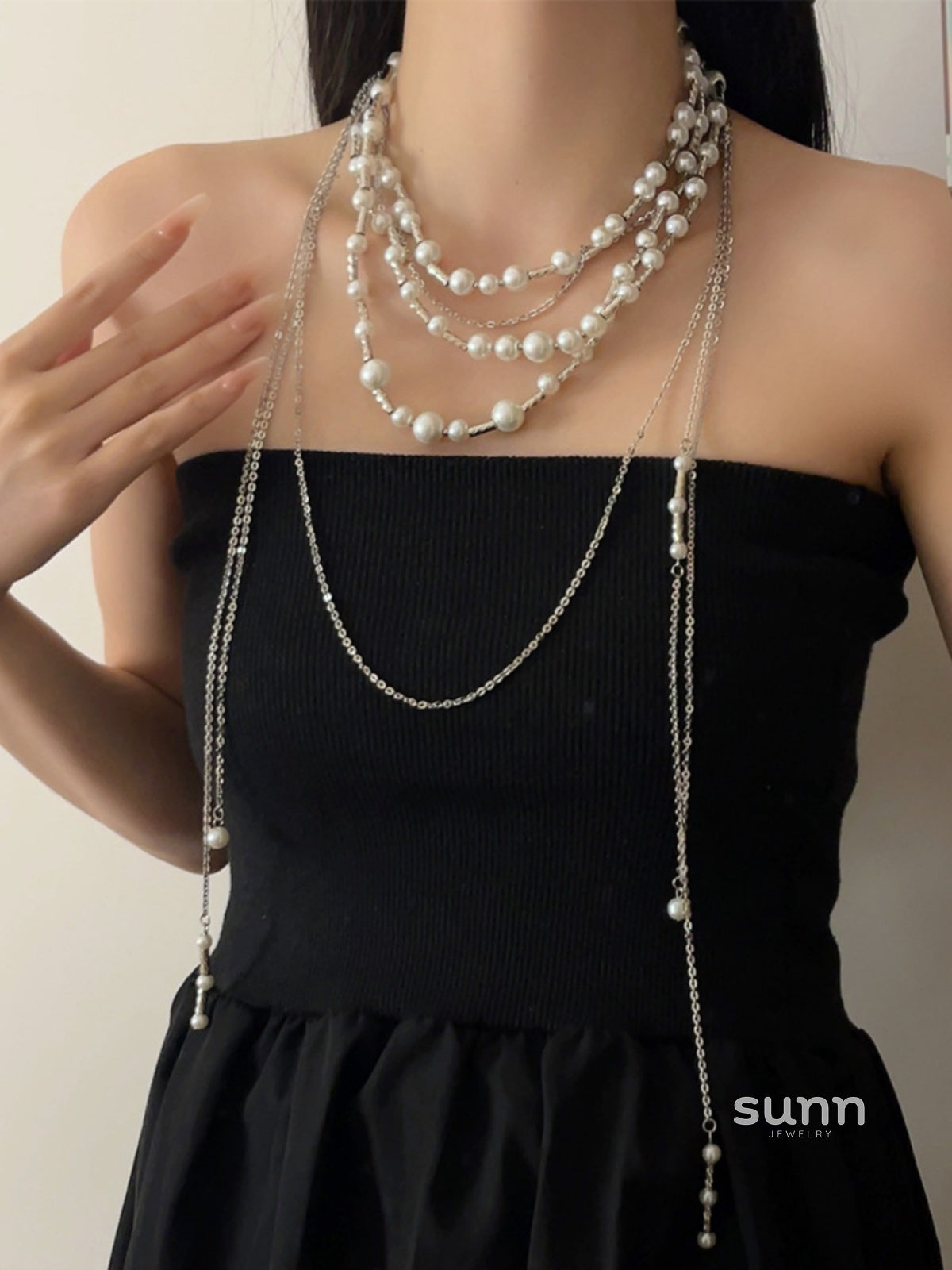 Abrish Layered Pearl Necklace [DSGL9WPO]