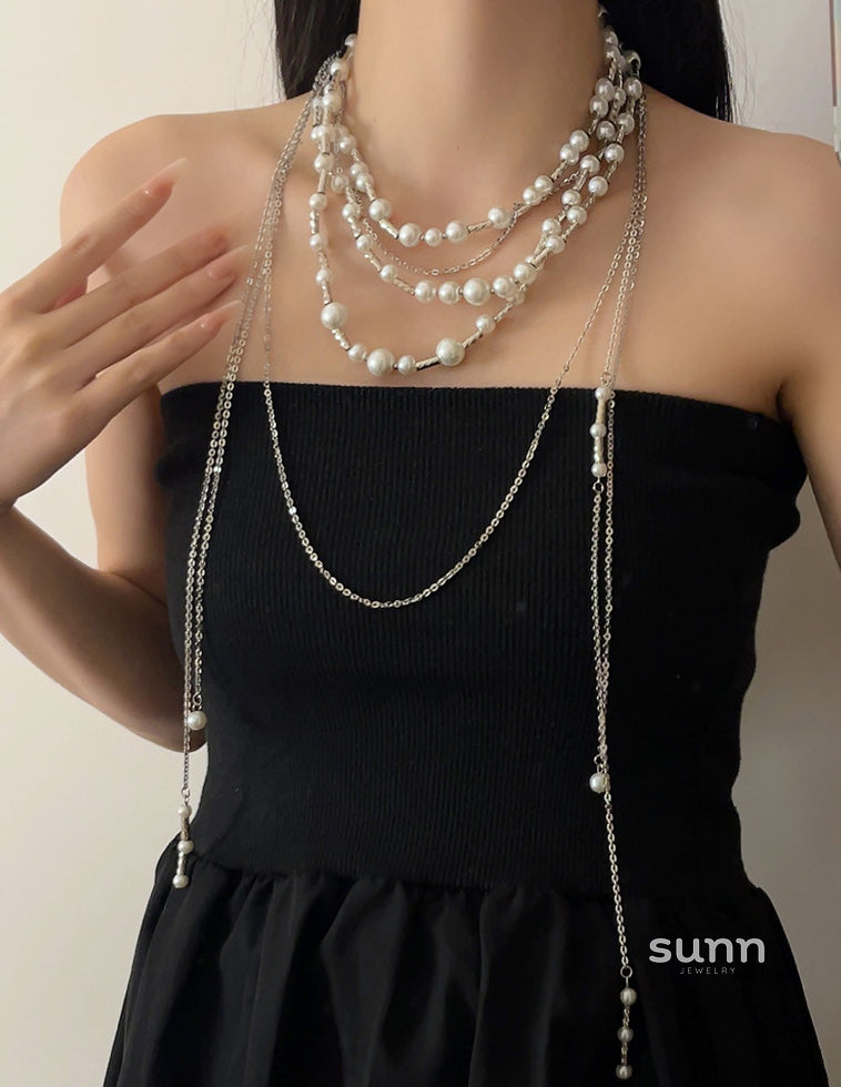 Abrish Layered Pearl Necklace [14RLXWY7]