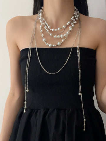 Abrish Layered Pearl Necklace [9MLAN8KF]