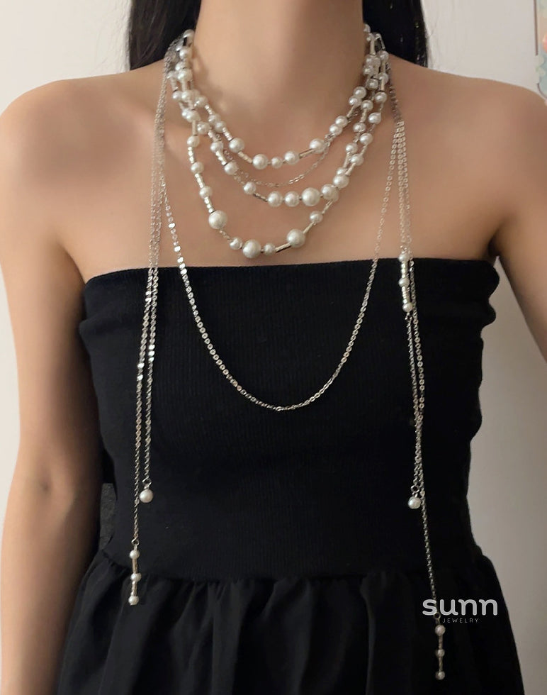Abrish Layered Pearl Necklace [54GAJE6W]