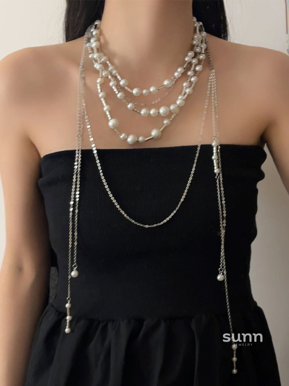 Abrish Layered Pearl Necklace [9MLAN8KF]