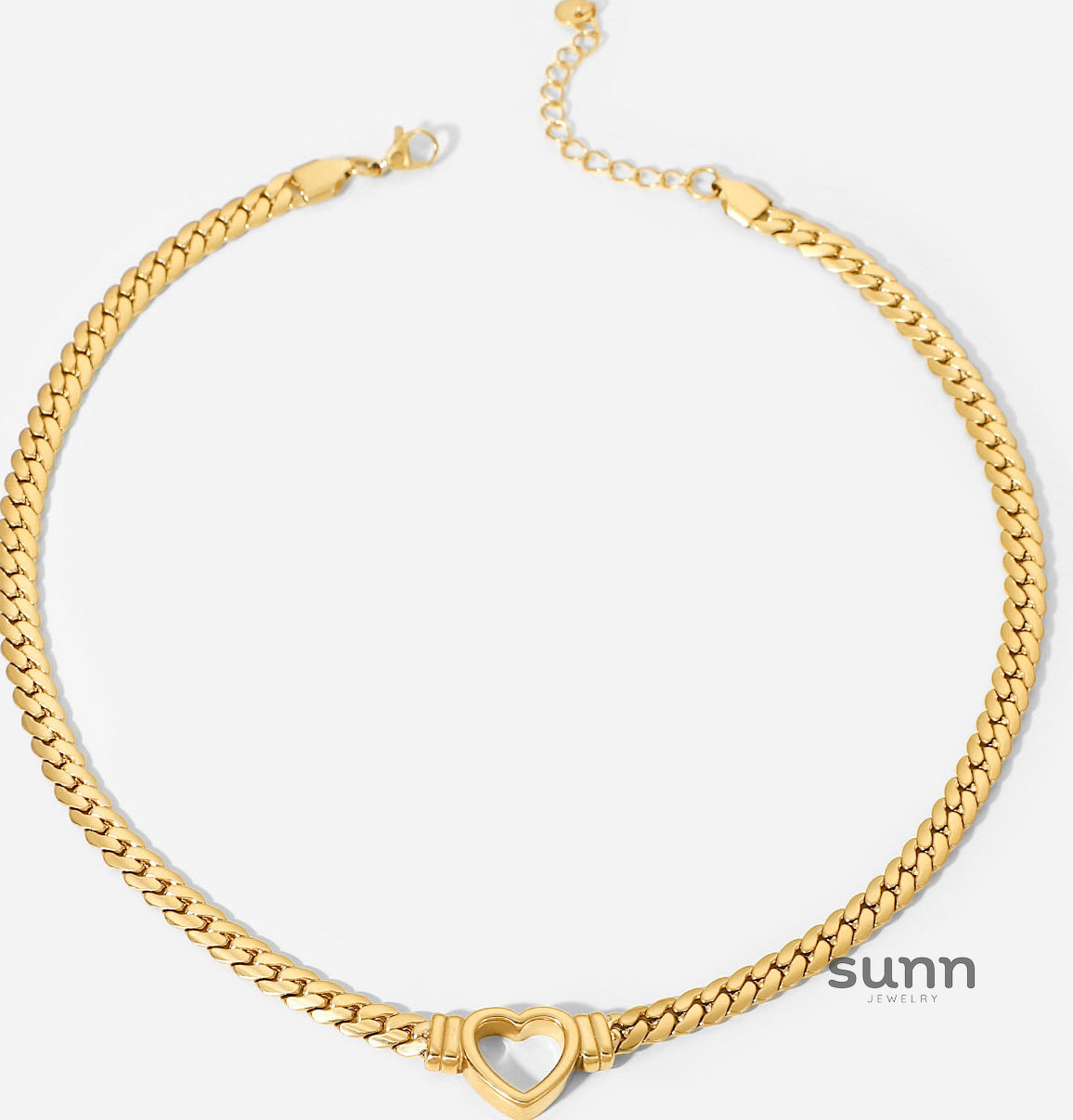 Adaia Layered Heart Chain Necklace [JDL91EBS]