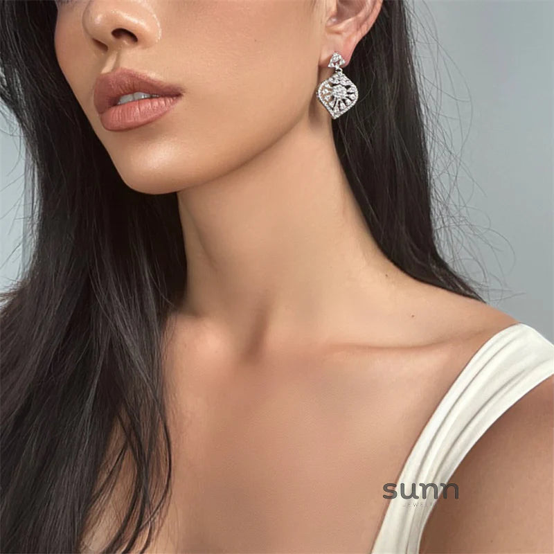 Adalae Retro Zircon Drop Earrings