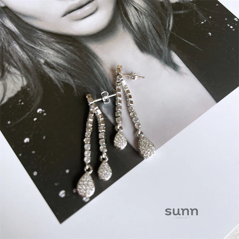 Adalae Retro Zircon Drop Earrings