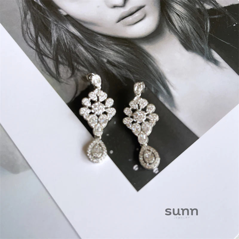 Adalae Retro Zircon Drop Earrings