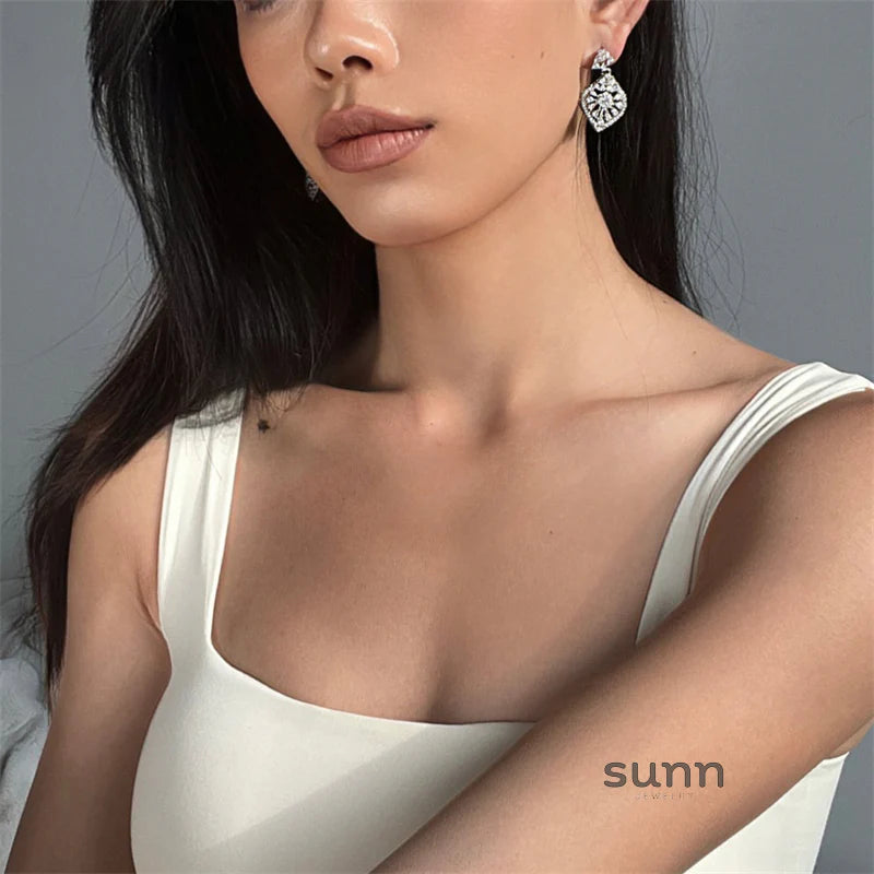 Adalae Retro Zircon Drop Earrings