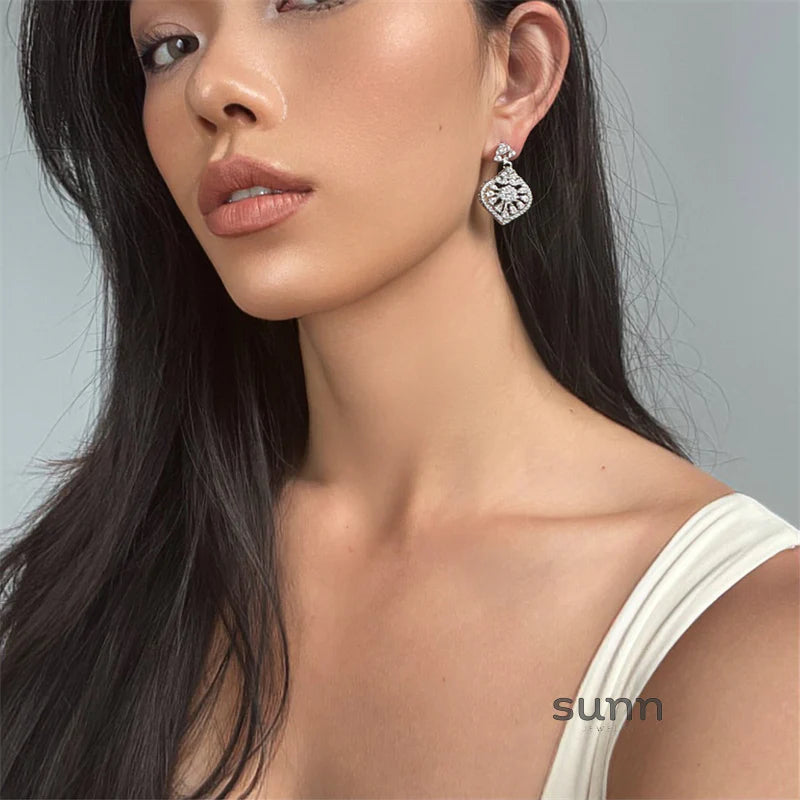 Adalae Retro Zircon Drop Earrings