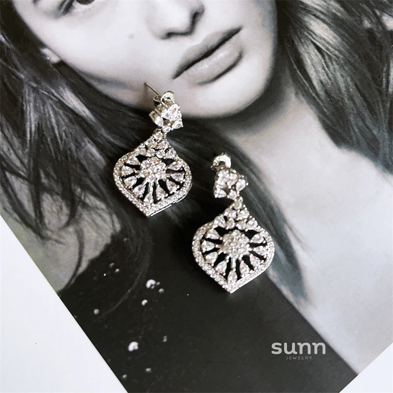 Adalae Retro Zircon Drop Earrings