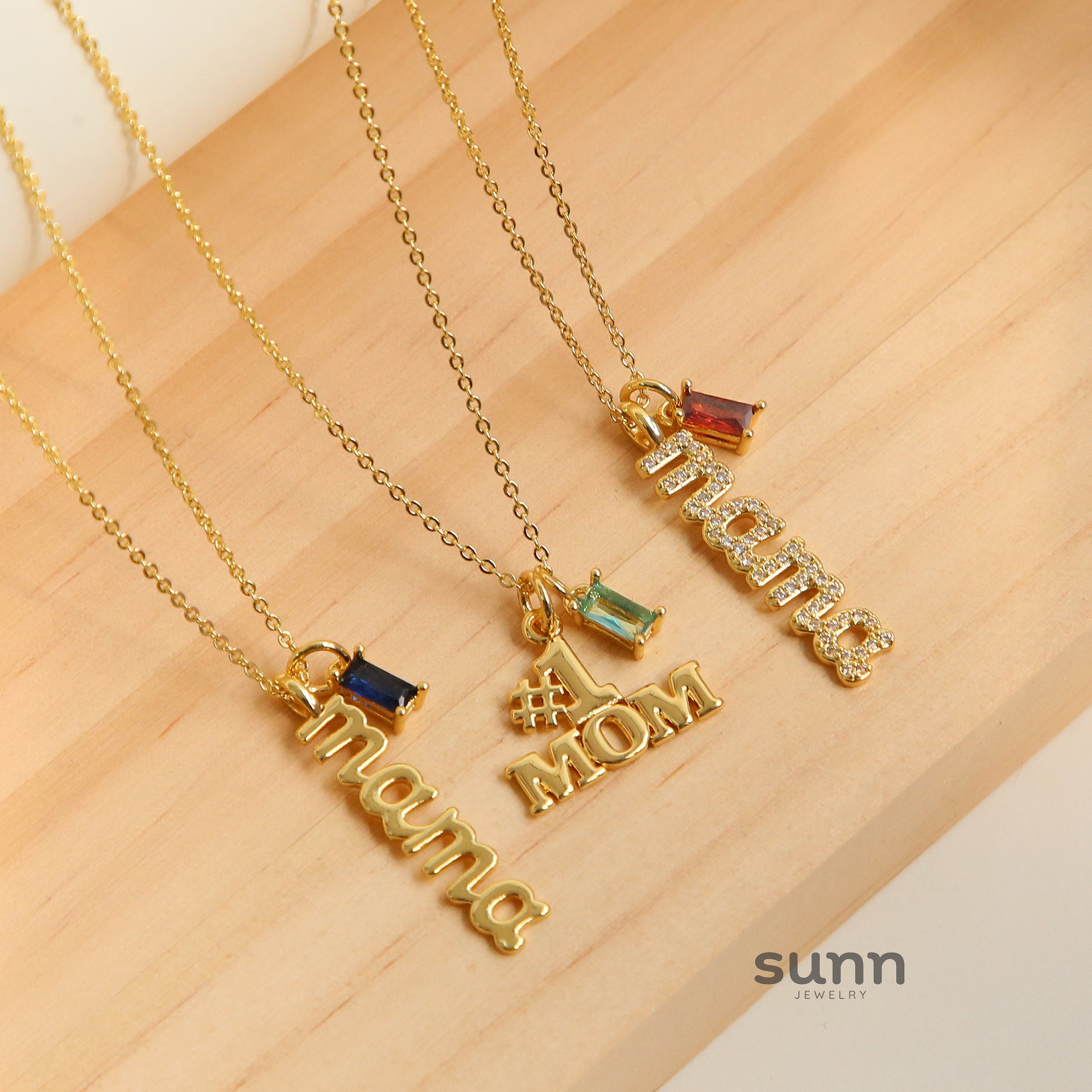 Adaly Birthstone Mom Pendant Necklace [MYLZVCWB]