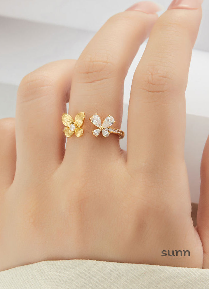 Adalyn Double Butterfly Open Ring [0MIWSKGW]