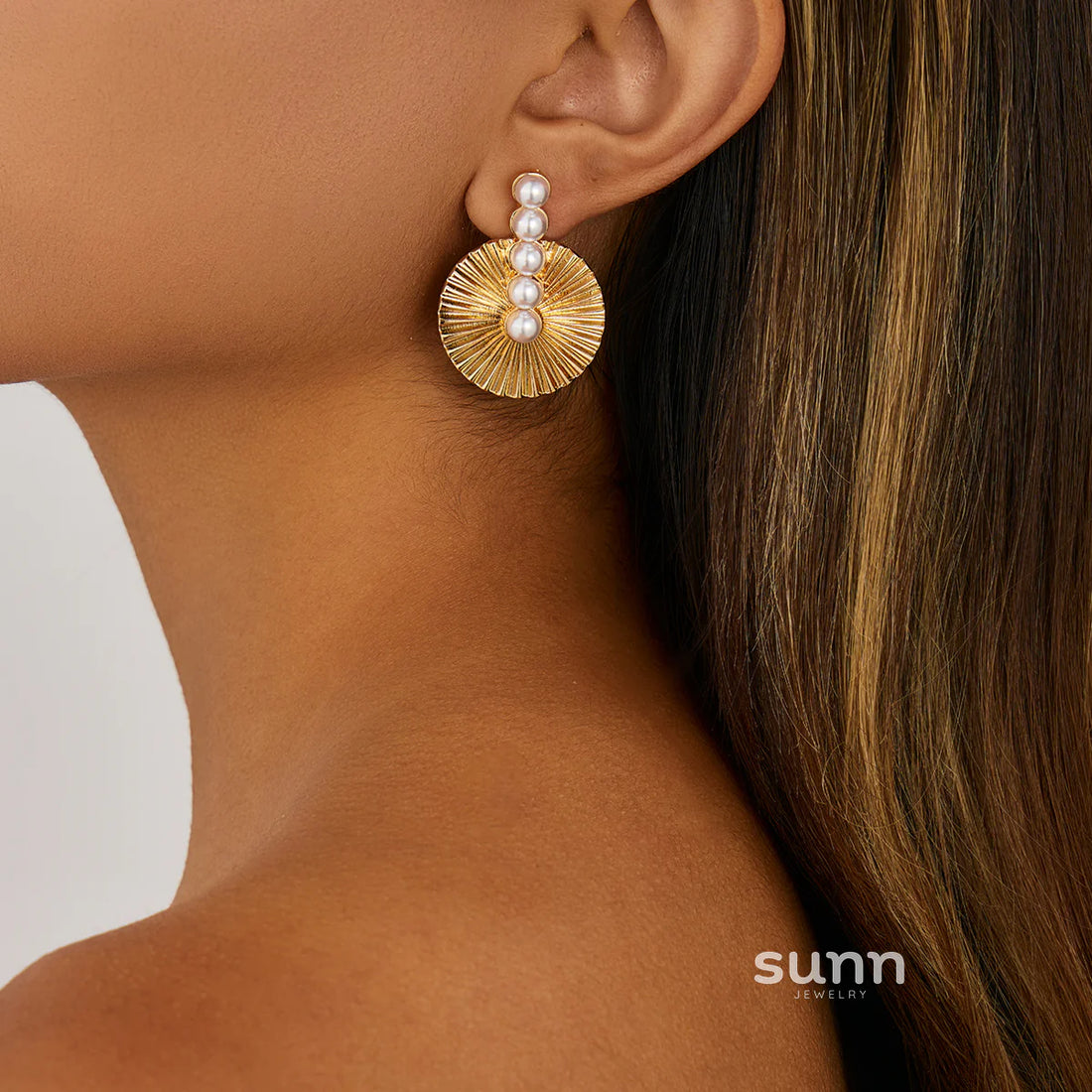 Adalynn Faux Pearl Fan Studs