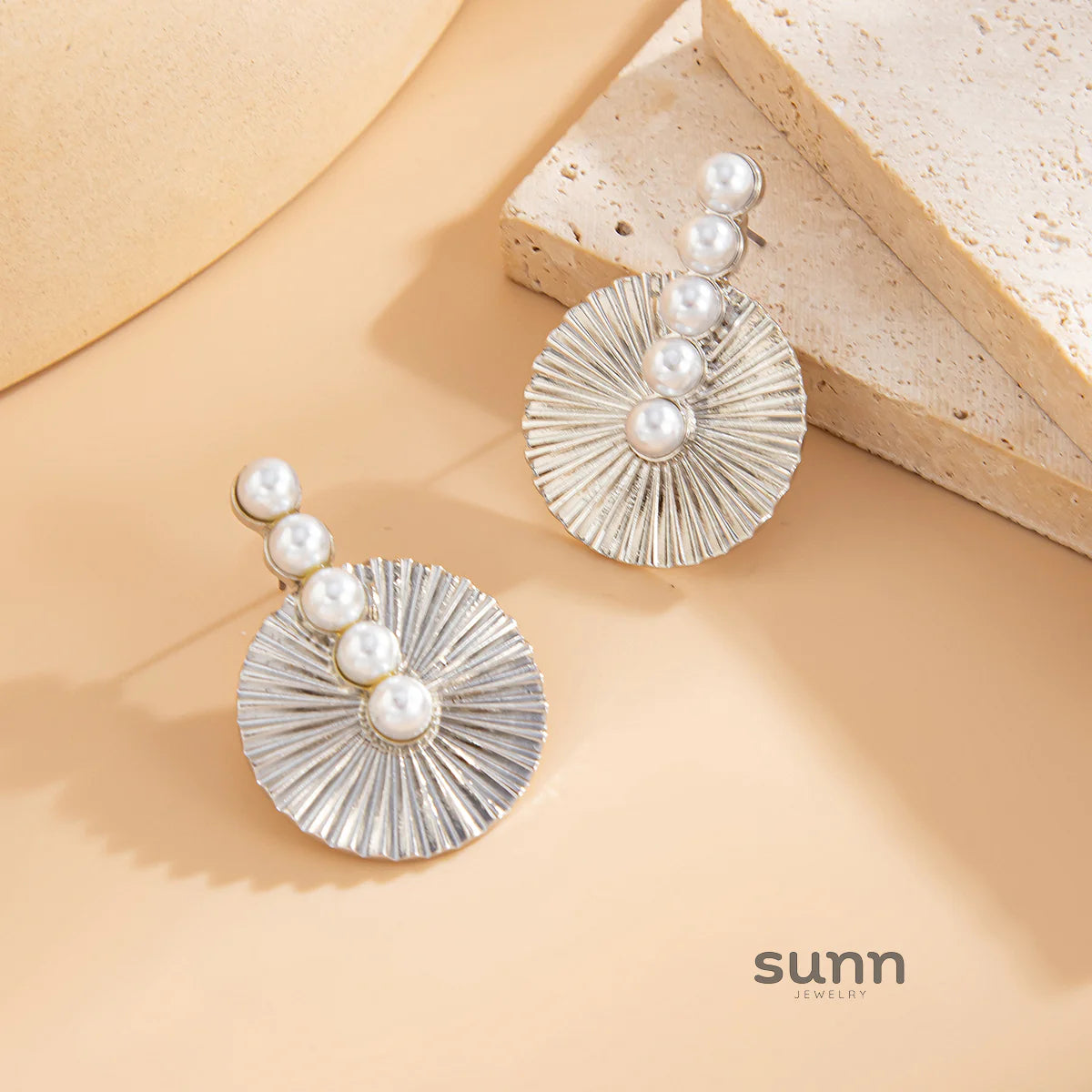 Adalynn Faux Pearl Fan Studs