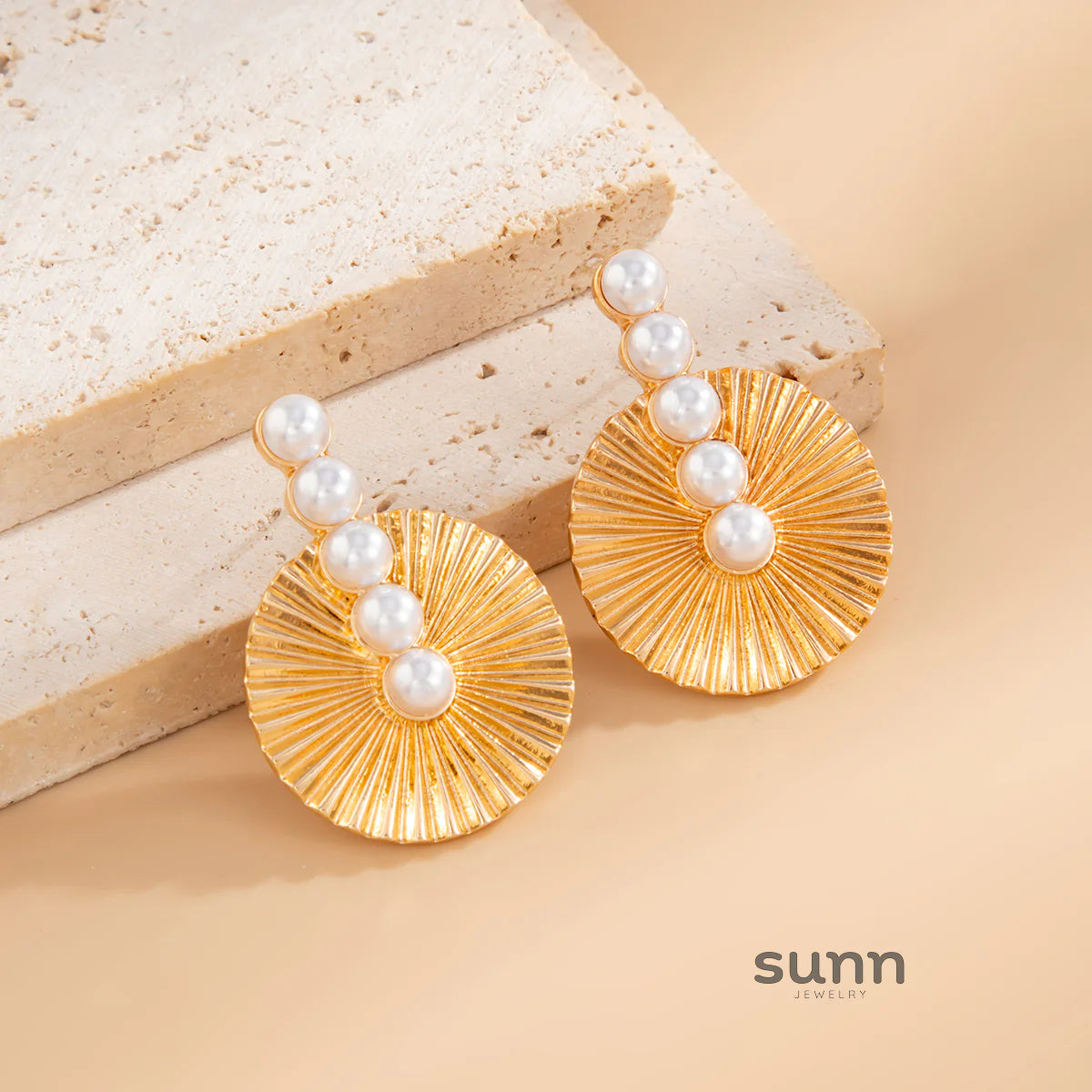 Adalynn Faux Pearl Fan Studs