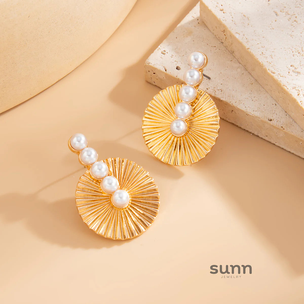 Adalynn Faux Pearl Fan Studs