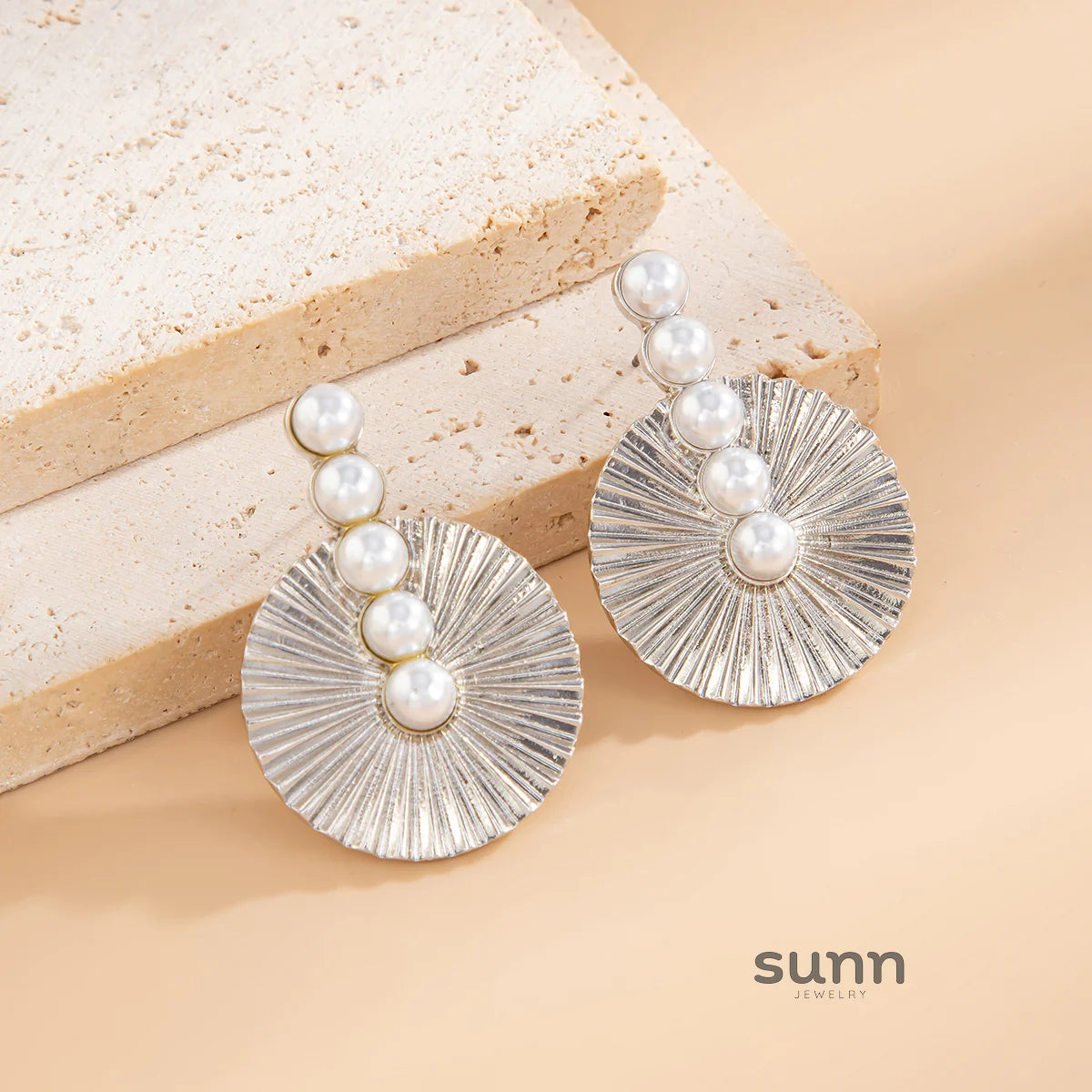 Adalynn Faux Pearl Fan Studs