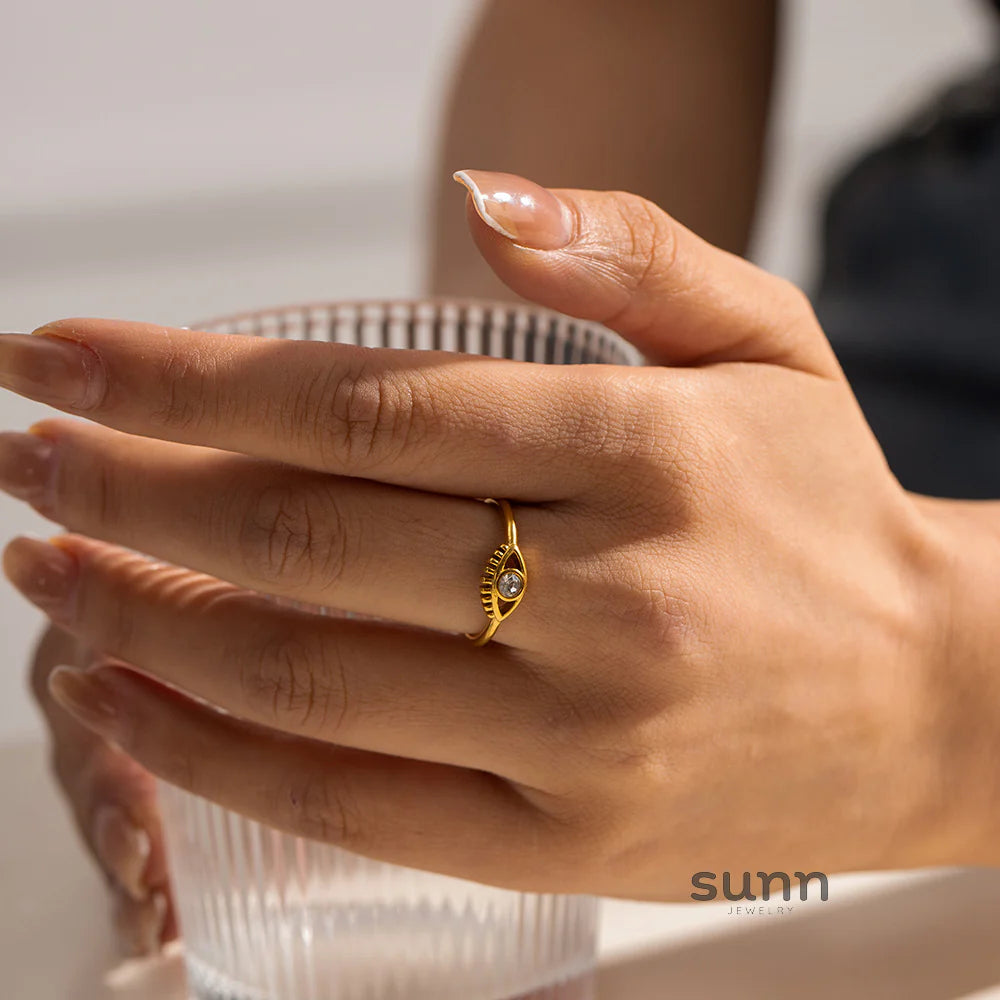 Adara Gold Evil Eye Ring