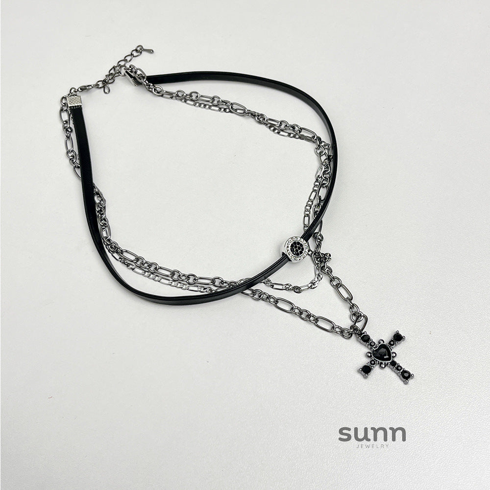 Addilyn Multi-Layered Cross Choker [E06TJ1NY]