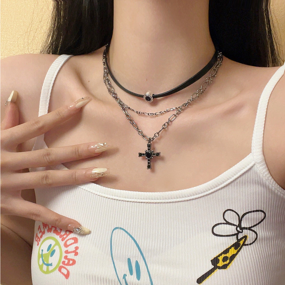 Addilyn Multi-Layered Cross Choker [7YZK9JSL]