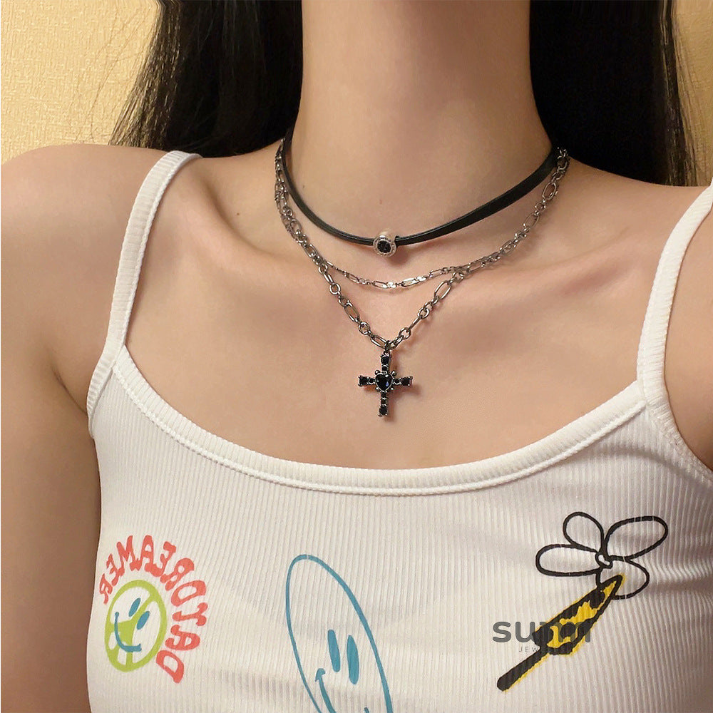 Addilyn Multi-Layered Cross Choker [7YZK9JSL]