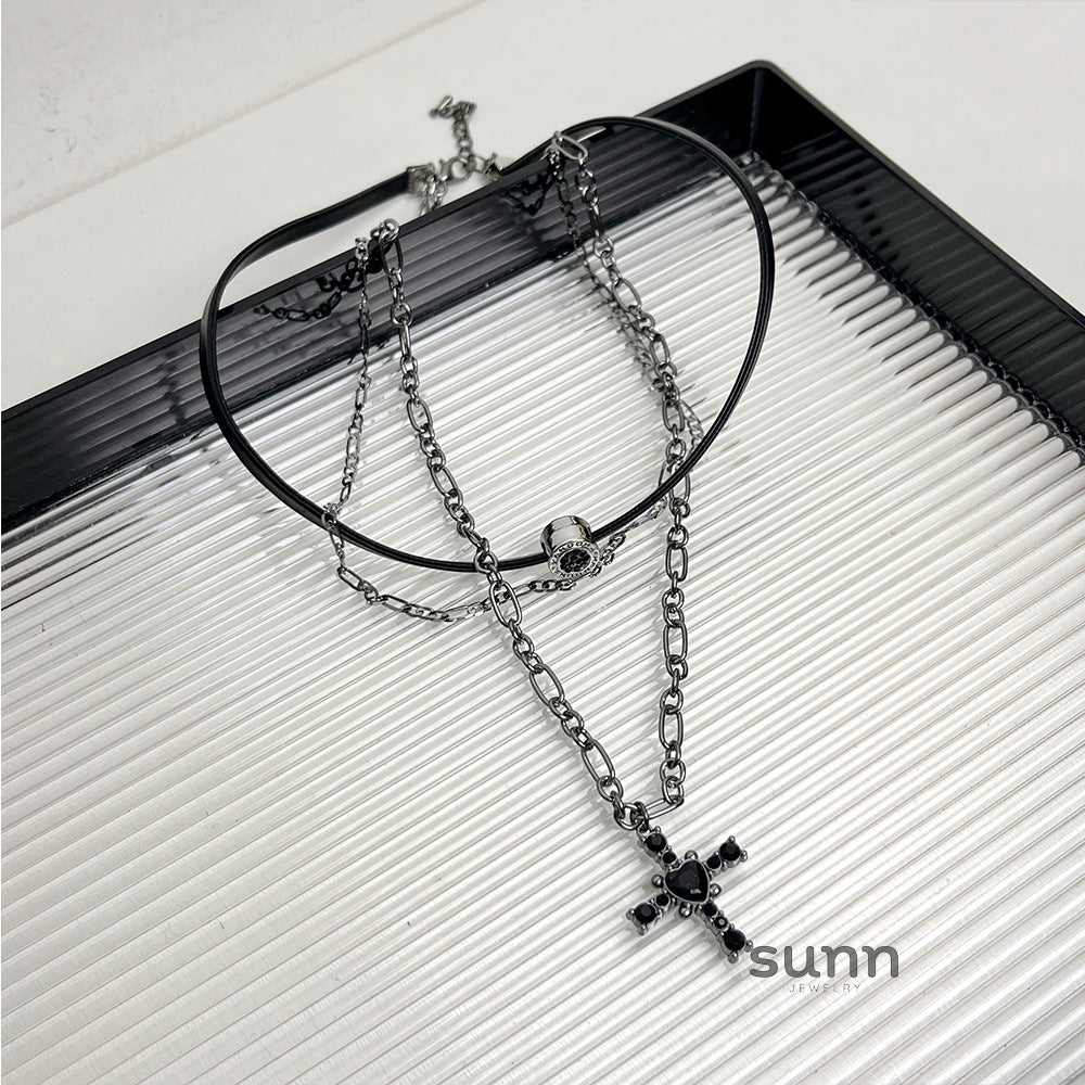 Addilyn Multi-Layered Cross Choker [XH30S03G]