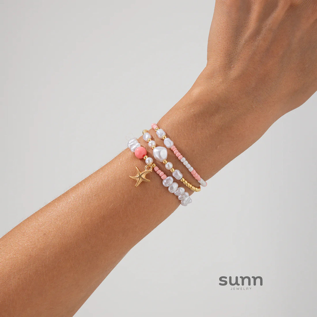 Addisen Beaded Shell Charm Bracelet Set