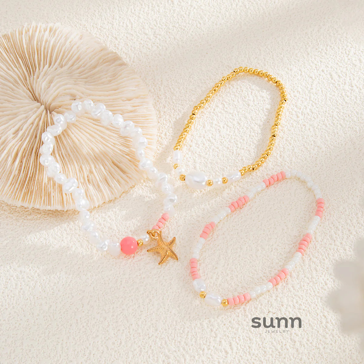Addisen Beaded Shell Charm Bracelet Set