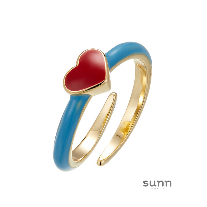 Addysen Enamel Heart Open Ring [X02XQKJY]