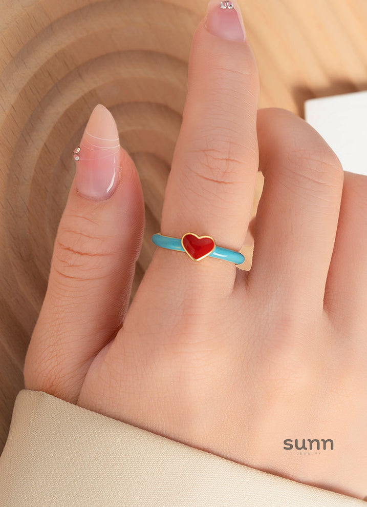Addysen Enamel Heart Open Ring [REDPY3HS]