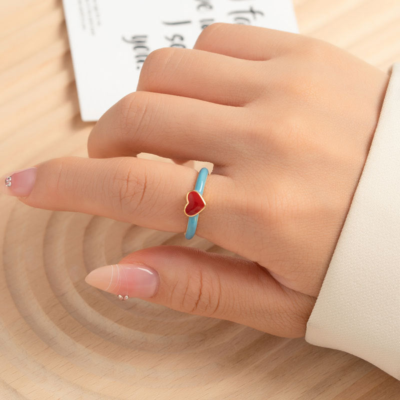 Addysen Enamel Heart Open Ring [P8D6T2SZ]