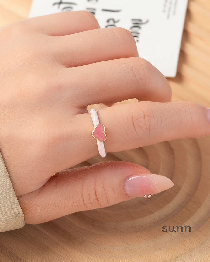 Addysen Enamel Heart Open Ring [LLHWLLFV]