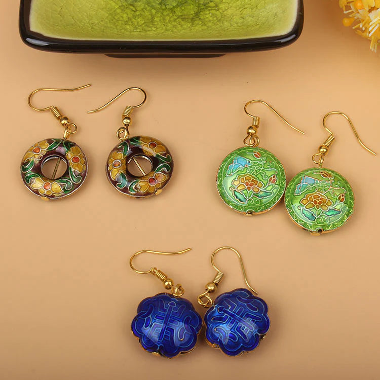 Adia Vintage Enamel Drop Earrings
