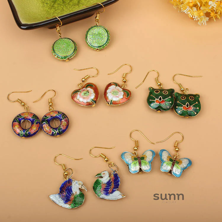 Adia Vintage Enamel Drop Earrings