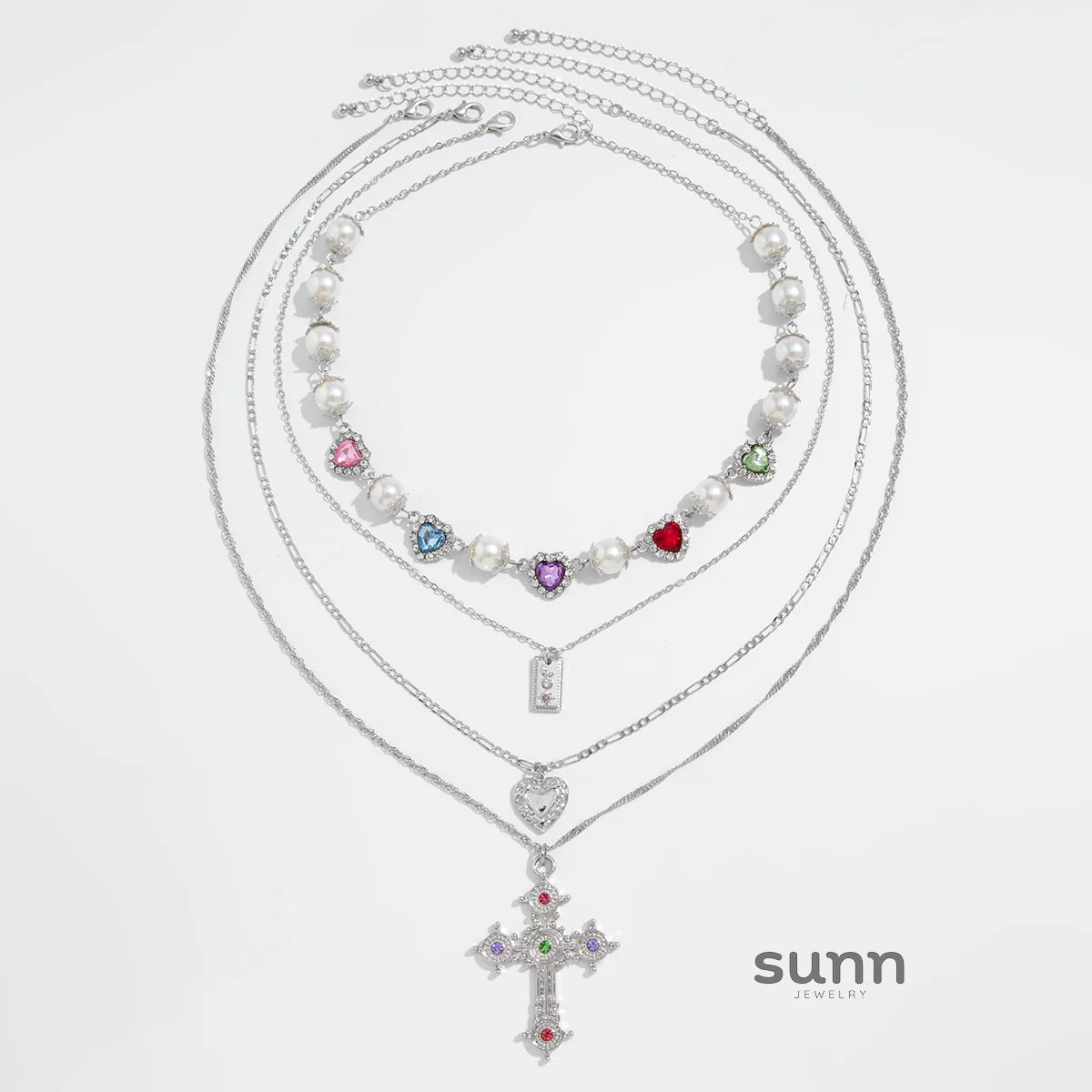 Adilene Layered Cross Necklace Set