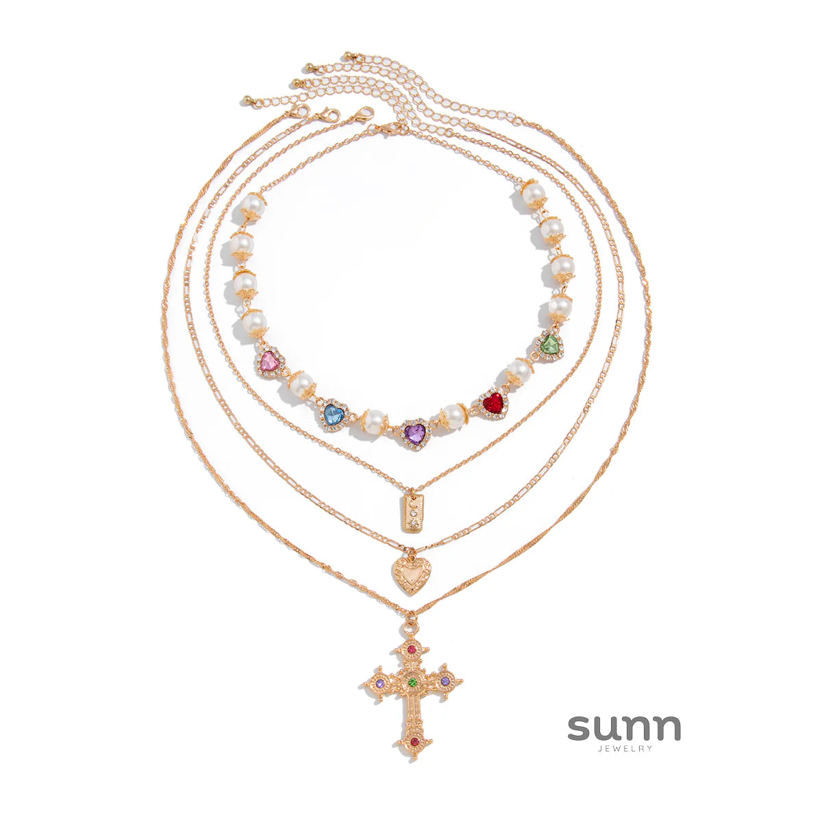 Adilene Layered Cross Necklace Set